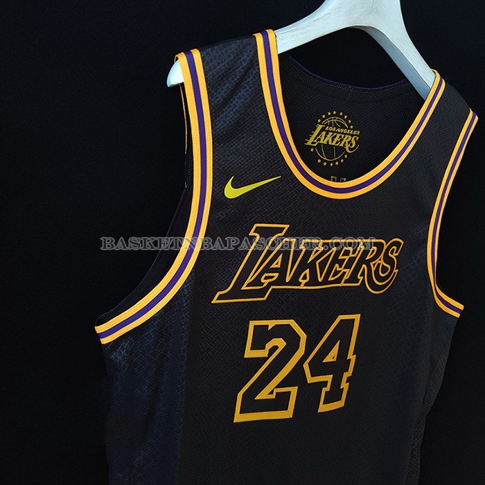 Maillot Los Angeles Lakers Kobe Bryant NO 24 Black Mamba Authentique Noir